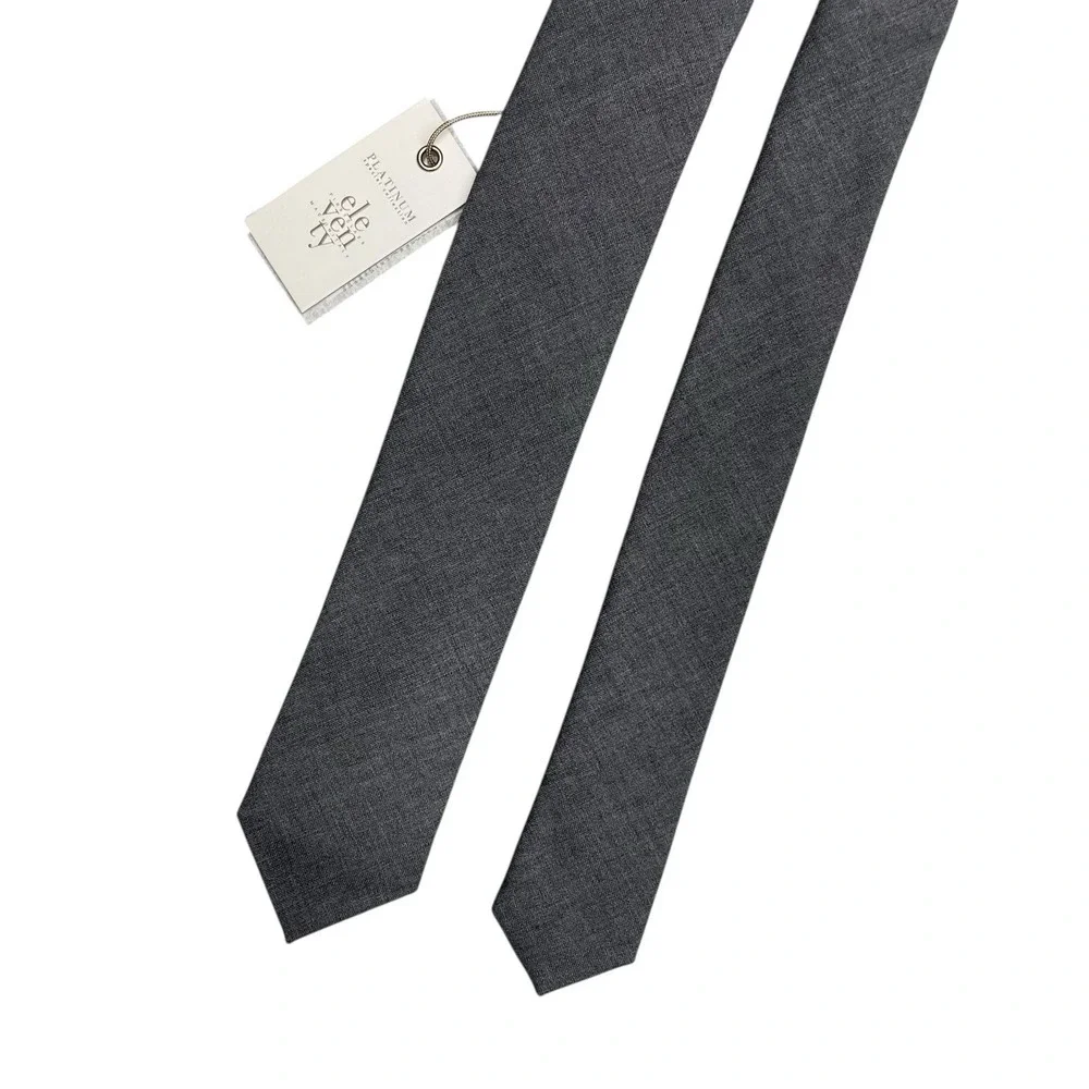 Eleventy First Class Platinum Collection NEW Men's Skinny Gray Tie 2 1/8